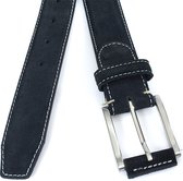 JV Belts Zwarte suede riem - heren en dames riem - 3.5 cm breed - Zwart - Echt Suede leer - Taille: 110cm - Totale lengte riem: 125cm
