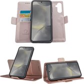 Geschikt voor Samsung Galaxy Galaxy S24+ - Book Case Hoesje - Uitneembaar Hoesje - Magnetische Sluiting - Portemonnee Rose