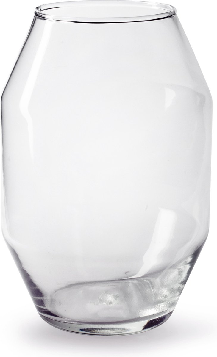 Jodeco Bloemenvaas Diamant - helder transparant - glas - 17 x 25 cm - diamant vorm vaas