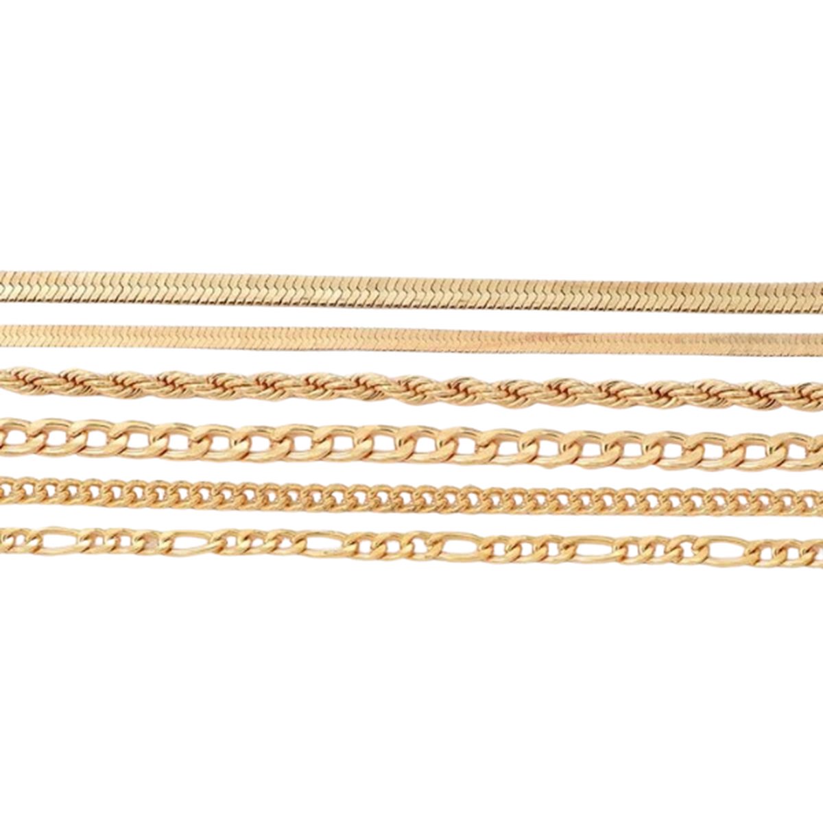 Armband dames Goudkleurig staal - Armbanden set dames - Armbandensets - Gouden armband staal - Goud armbandje dames - Set 6 stuks - Goud kleurig staal