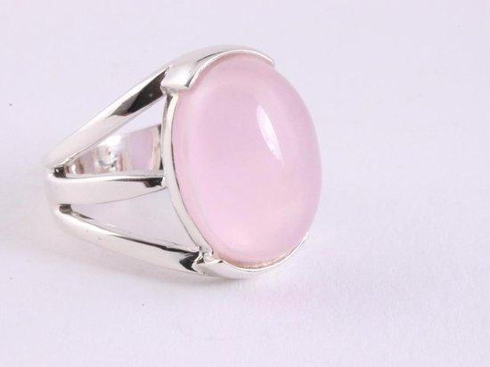 Opengewerkte zilveren ring met rozenkwarts - maat 16 | bol.com