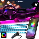 Steasor Auto LED RGB Interieur Verlichting  - App Bediening - IP68 - Ledstrips Bluetooth - 4 stuks - 12V