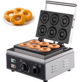 Goodfinds - Donutmaker - Wafer maker - Bagel - Cake - Antibaklaag - Verstelbare thermostaat - RVS - 6 donuts per keer - 1550W