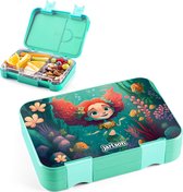 Lunchbox voor kinderen, met vakken, bento box, lekvrij, snackbox voor kleuterschool en school, meisjes en jongens, snackbox (zeemeermin)