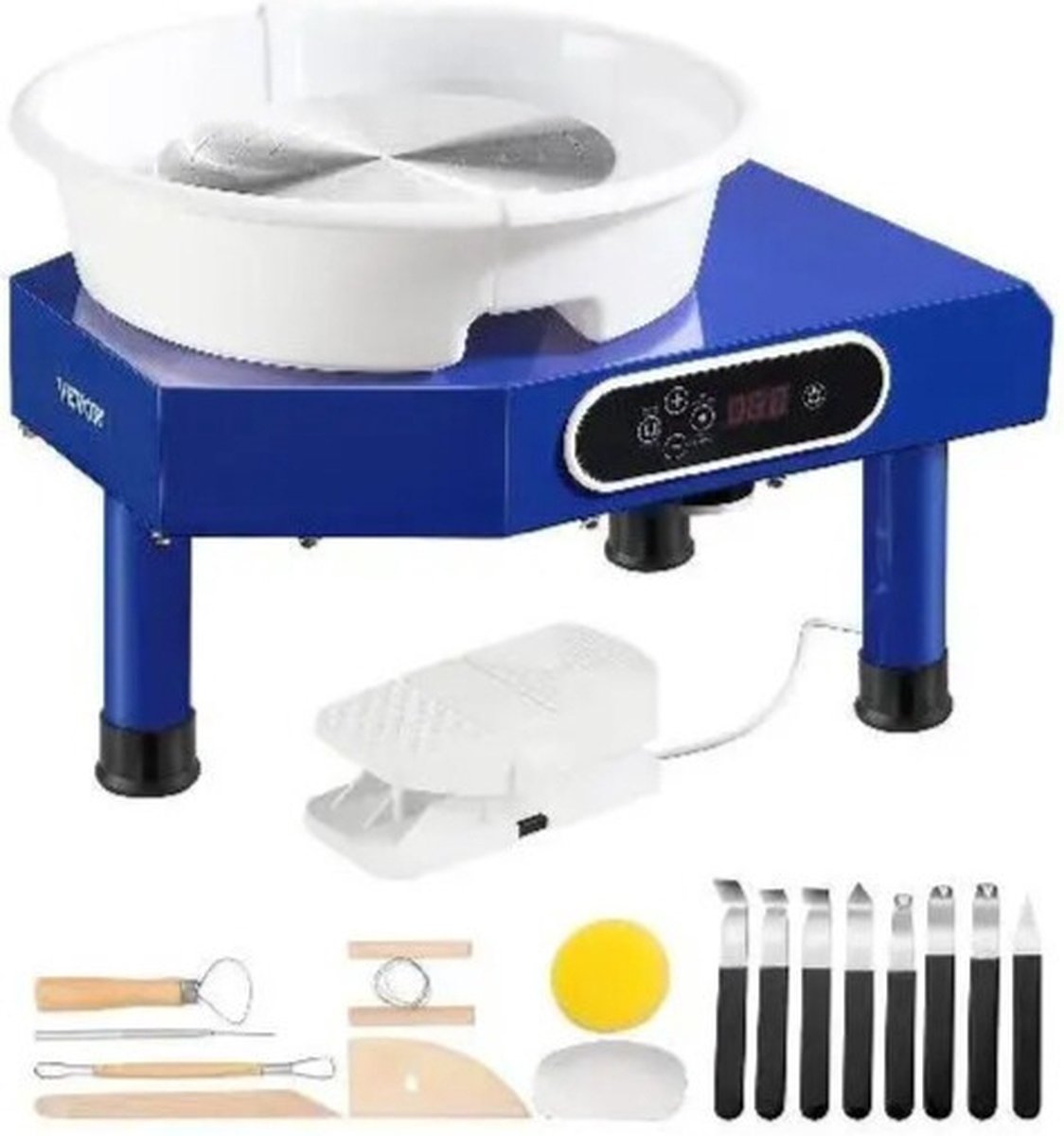 Vevor Elektrische Boetseertafel Draaischijf Pottenbakken & Keramiek Boetseerschijf 25cm schijf 16 Accesoires Met Schort