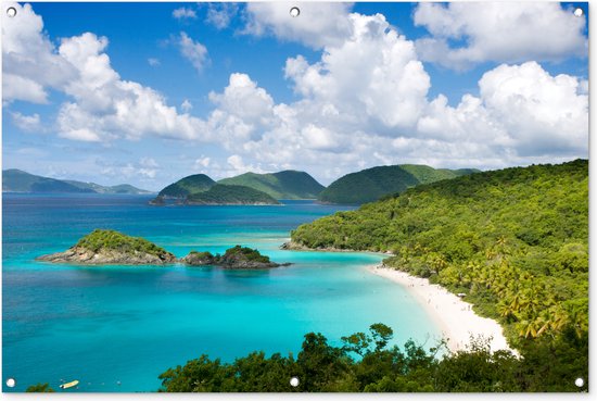 Affiche de jardin îles et plages des Caraïbes 120x80 cm - Photo sur affiche de jardin / Peintures pour l'extérieur (décoration de jardin)