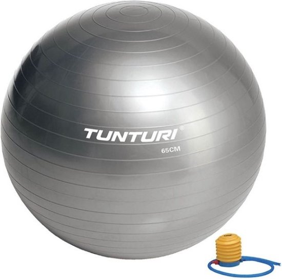 Foto: Tunturi anti burst fitness bal met pomp yoga bal 75 cm pilates bal zwangerschapsbal 220 kg gebruikersgewicht incl trainingsapp zilver