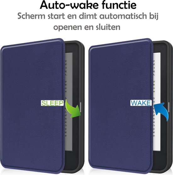 Hoesje Geschikt voor Kobo Clara 2E Hoes Bescherm Hoesje Case Sleep Cover Met Screenprotector - Hoes Geschikt voor Kobo Clara 2E Hoesje - Donkerblauw van Hoesje  — afbeelding 3