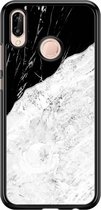 Casimoda® telefoonhoesje - Geschikt voor Huawei P20 Lite (2018) - Marmer Zwart Grijs - Zwart TPU hoesje - Backcover - Grijs - Marmer
