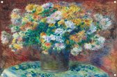 Chrysanten - Pierre-Auguste Renoir poster - Bloemen tuinposter - Tuinposters Natuur - Buiten poster - Tuin posters - Wanddecoratie tuinposter 60x40 cm