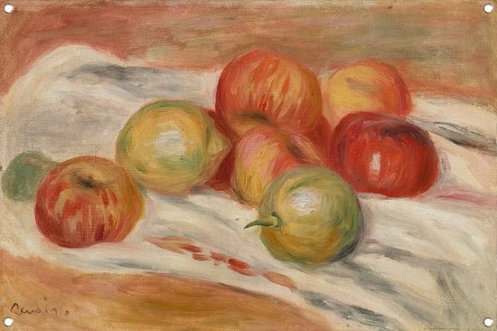 Appels en citroenen op een doek - Pierre-Auguste Renoir tuinposter - Appels tuinposter - Tuinposter Fruit - Buiten decoratie - Schutting poster - Tuinschilderij tuinposter 60x40 cm