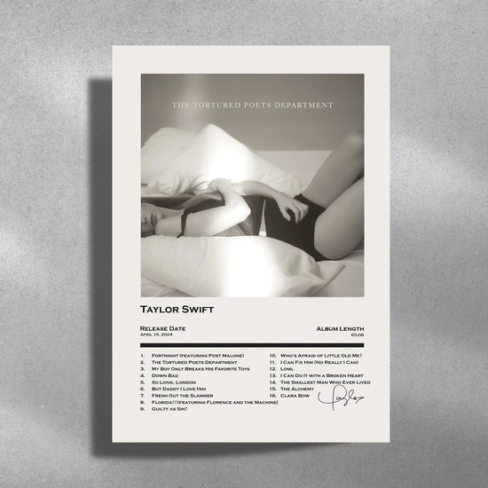 Taylor Swift - The Tortured Poets Department - Poster métal 30x40cm - couverture de l'album