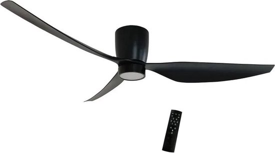 Freelight - Plafondventilator Arioso - Zwart met Lamp - diameter 127 cm en afstandsbediening voor 6 standen
