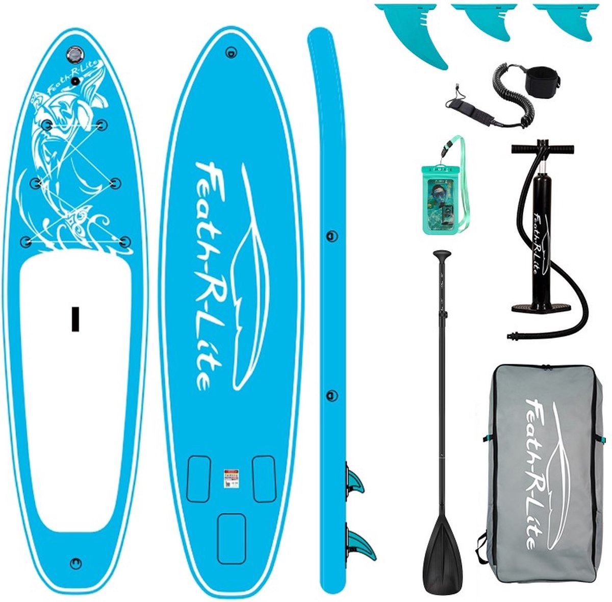 Funwater Ocean Secret Sky Blue 10’6 - Allround SUP board - Compleet pakket - 320x83x15 cm