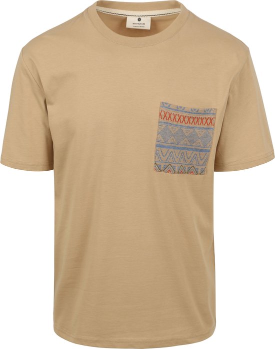 Anerkjendt - Kikki T-shirt Jacquard Beige - Heren - Maat L - Regular-fit