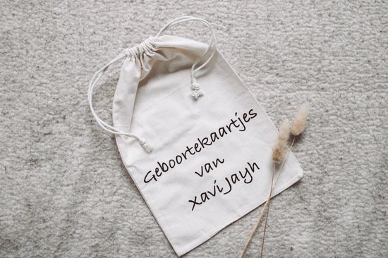 Bewaarzak geboortekaartjes| Organizer - Mijn geboortekaartjes - etui - Luiertas - Mommybag - Baby - Opbergtas - Katoen - Naturel - Kraamcadeau - gepersonaliseerd - mommy musthaves van Mommybag — afbeelding 2