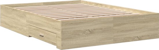 vidaXL - Bedframe - met - lades - bewerkt - hout - sonoma - eikenkleurig - 120x190 - cm