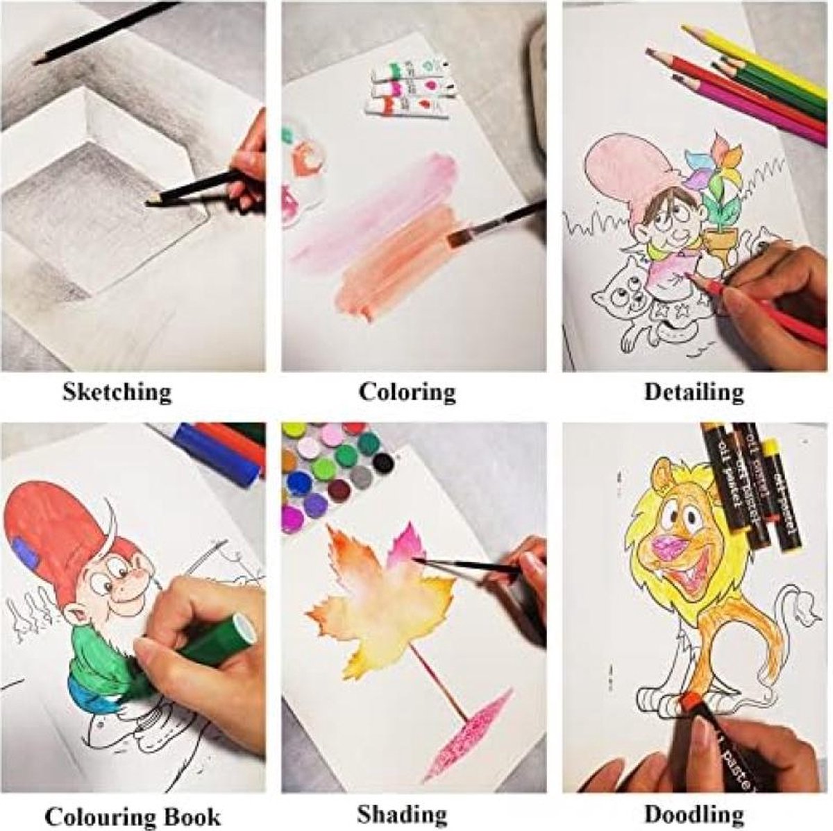 145-STKS Tekening Schetsen Potloden Set, Schetsen Set, Inclusief Schetsboek, Grafiet, Kleurpotloden En Schets Pennen Voor Beginners En Professionele Kunstenaars