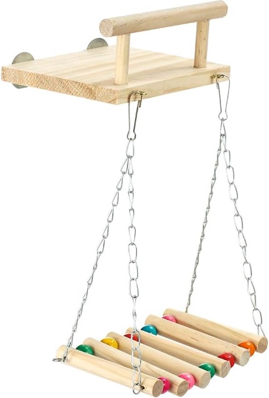 Speelplaats voor vogels, speelplaats voor vogels, papegaai, baars, voor papegaaien, cocktailparty's, parkieten, kegels, groene wang (48 x 33,5 x 94,5 cm