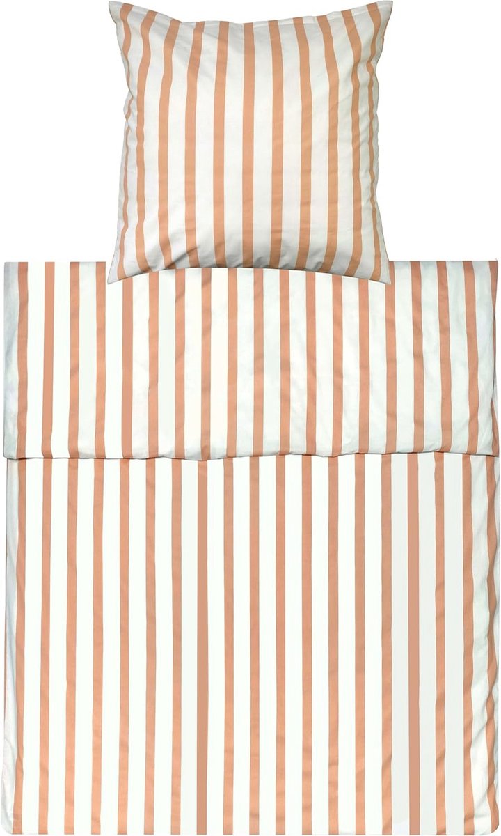 Beddengoed set - Victoria 135 x 200cm + 80 x 80cm. Design: brede strepen - kleur: crème 100% katoen. Hoge kwaliteit met ritssluiting. GOTS/Bio gecertificeerd