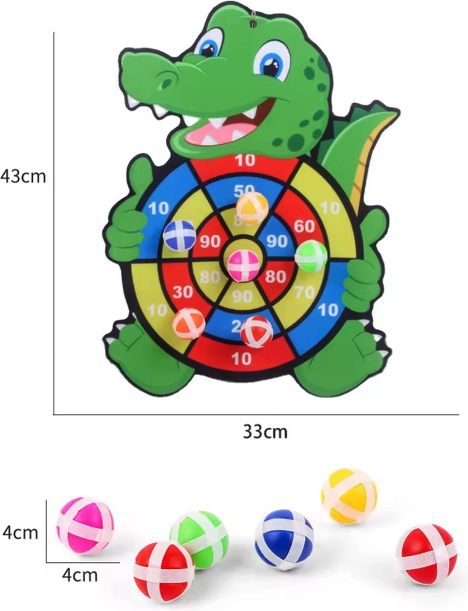 Kinder Dartbord - Dartbord Met Klittenband - Dartbord Met Ballen - Dartbord Krokodil