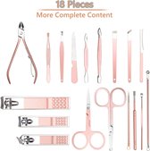 Professionele Manicure Set, 18-delig Draagbare Nagelknipper Pedicure Set & Wenkbrauw Verzorgingsset, Roestvrij Staal Nagelverzorgingsgereedschap Met Luxe Lederen Etui