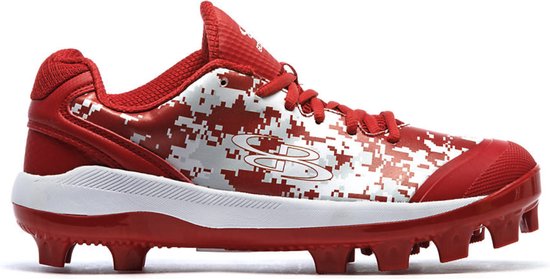 Boombah Dart Digi Camo Molded Cleats - Red/White - Size 10