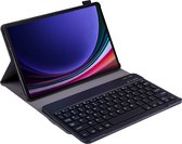 Samsung Galaxy Tab S9 FE/Galaxy Tab S9 Keyboard Cover Case - Just in Case où - Zwart massif - Disposition AZERTY en simili cuir