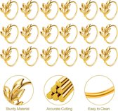 Servetringen-Gouden Servetringen - Servetring Goud - Tafeldecoratie - Set Gouden Servetring - Bruiloft Decoratie - Tafel Accessoire - Servetten - Luxe - Set of 18 Leaf Napkin Rings Metal