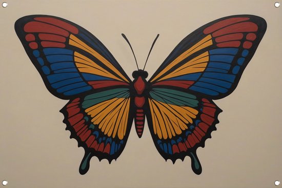 Kleurrijke vlinder portret posters - Vlinder tuinposter - Tuinposter Insect - Wanddecoratie buiten - Poster tuin - Tuindecoratie muurdecoratie tuinposter 120x80 cm