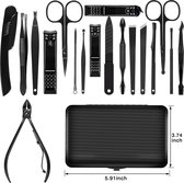 Manicure Set, 18 stuks nagelknipper pedicure kit nagelverzorging kit manicure professioneel gereedschap cadeau voor mannen vrouwen vrienden en ouders (zwart en rood)