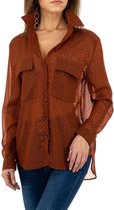 Voyelles doorschijnende stippel blouse coffee goud M/38