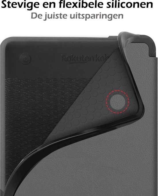 Hoesje Geschikt voor Kobo Clara 2E Hoes Book Case - Hoes Geschikt voor Kobo Clara 2E Hoesje Book Cover Met Screenprotector - Grijs van Hoesje  — afbeelding 3