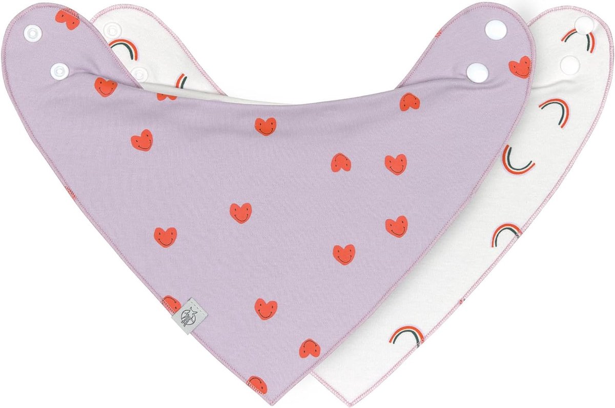 Goedkoopste Baby slabbetje halsdoek driehoekige doeken set 2 stuks. Biologisch katoen drukknop omkeerbaar/baby bandana