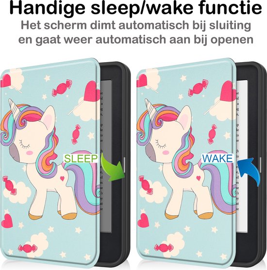 Hoesje Geschikt voor Kobo Clara 2E Hoesje Luxe Bescherm Case Met Screenprotector - Hoes Geschikt voor Kobo Clara 2E Hoes Book Cover - Eenhoorn van Hoesje  — afbeelding 3