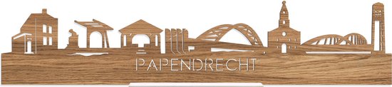 Standing Skyline Papendrecht Eikenhout - 60 cm - Woondecoratie design - Decoratie om neer te zetten en om op te hangen - Meer steden beschikbaar - Cadeau voor hem - Cadeau voor haar - Jubileum - Verjaardag - Housewarming - Interieur - WoodWideCities