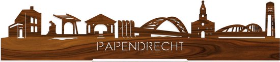 Standing Skyline Papendrecht Palissander hout - 40 cm - Woon decoratie om neer te zetten en om op te hangen - Meer steden beschikbaar - Cadeau voor hem - Cadeau voor haar - Jubileum - Verjaardag - Housewarming - Aandenken aan stad - WoodWideCities