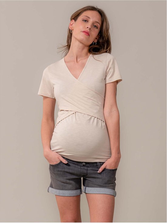 Prénatal voedingsshirt - Zwangerschapskleding - Almond - Maat XL