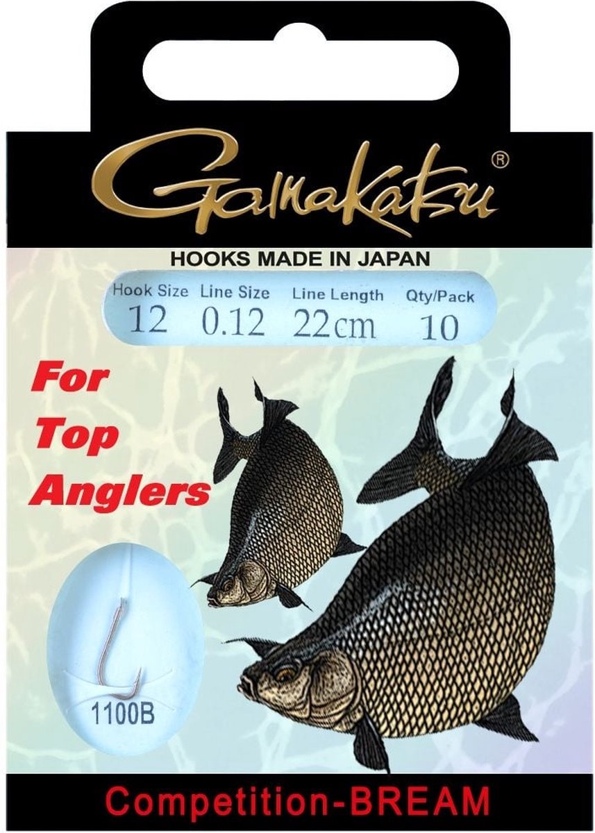 GAMAKATSU HOOK BKS-1100B BREAM 22CM COMP Lijn: 0.14 Haak:10