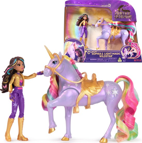 Foto: Unicorn academy pop sophia eenhoorn wildstar met regenbooglichteffecten en 2 accessoires speelfigurenset