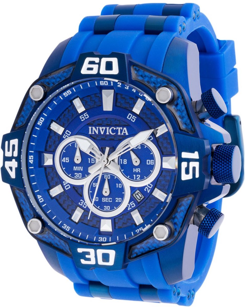 Invicta Pro Diver 40858 Heren Horloge - Waterdicht - Analoog - Quartz Uurwerk - Roestvrij Staal met blauwe Wijzerplaat - 52mm