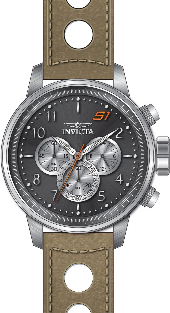 Invicta S1 Rally 45914 Heren Horloge - Waterdicht - Analoog - Quartz Uurwerk - Roestvrij Staal met grijze Wijzerplaat - 48mm