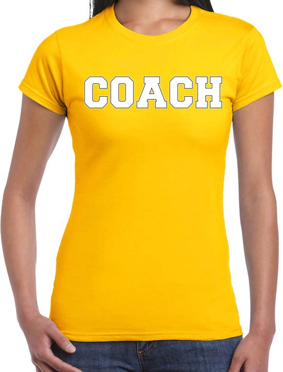 Bellatio Decorations Cadeau t-shirt voor dames - coach - geel - bedankje - verjaardag M