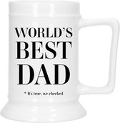 Bellatio Décoration Cadeau Chope à Bière pour Papa - noir - meilleur papa - céramique - 530 ml - Vaderdag