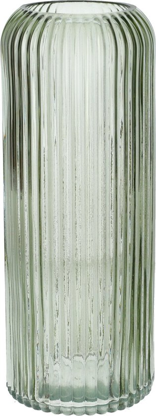Bellatio Design Bloemenvaas - lichtgroen - tansparant glas - D10 x H25 cm - vaas