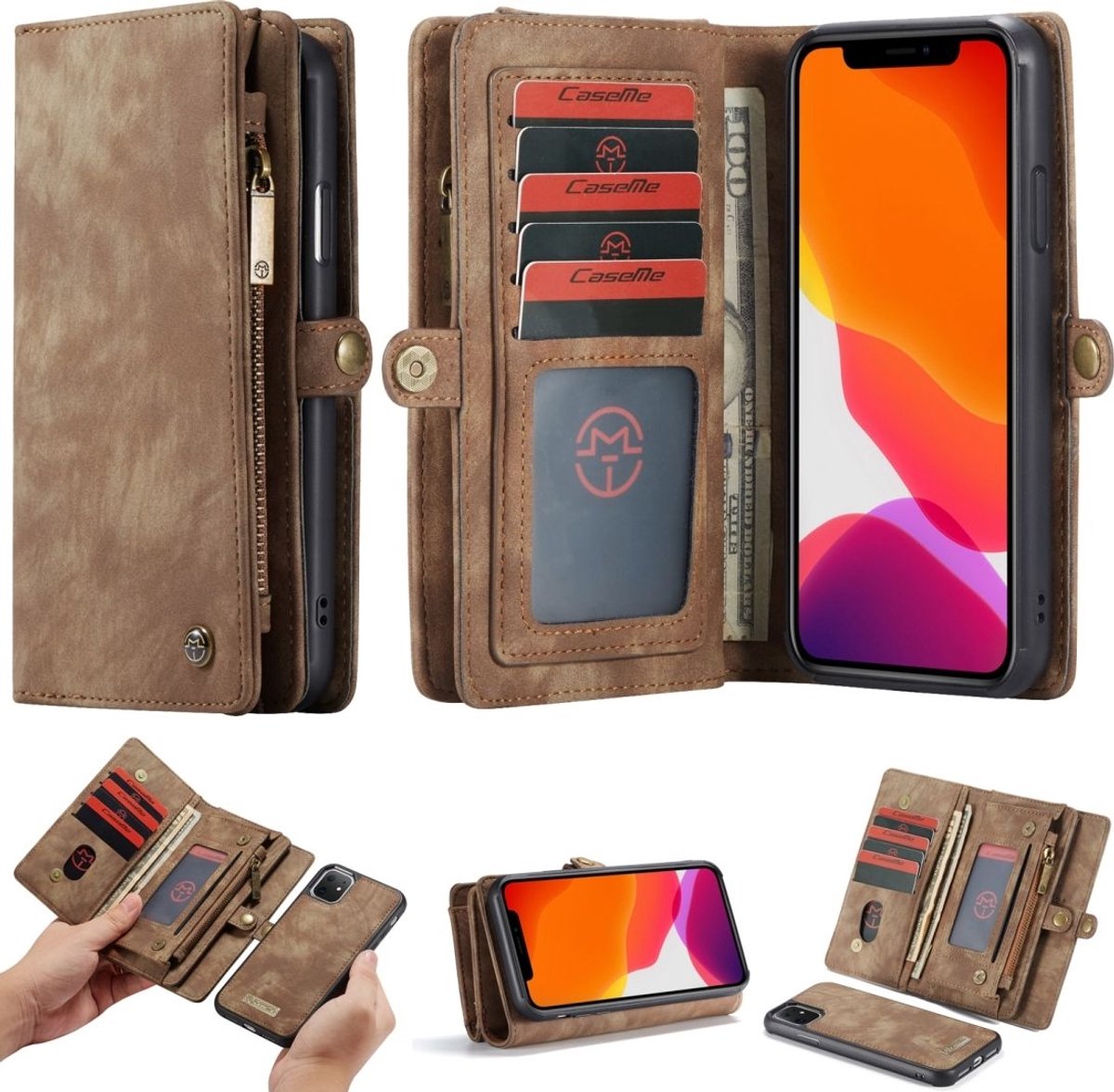 CaseMe Luxury Wallet Case Bruin Apple iPhone 11 Pro Max