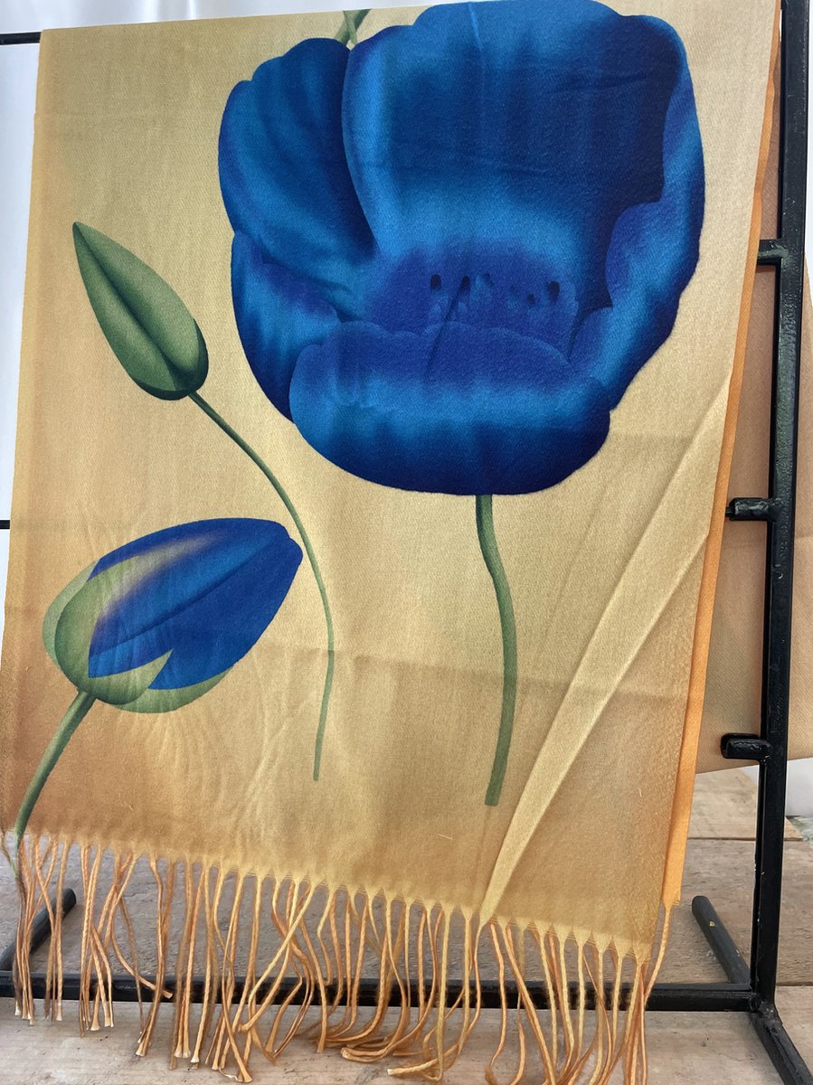 Irene Tulip scarfs tulp sjaal oranje blauw groen oranje