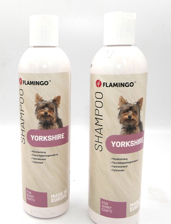2 X Flamingo shampooing chien Yorkshire 300 ml hydratant pour pelage brillant. parfum agréable.= 600 ml