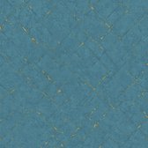 Structuur behang Profhome 368815-GU vliesbehang licht gestructureerd met structuur glanzend blauw goud 5,33 m2