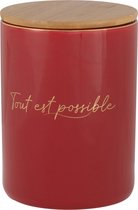 J-Line Tout Est Possible voorraadpot - porselein - rood/goud - woonaccessoires